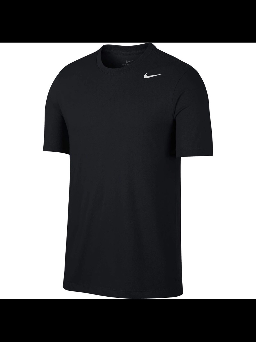 Nike Black Short-Sleeve Crew Tee with White Swoosh